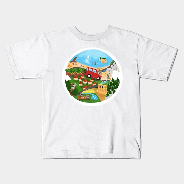 The World of Lebanon Kids T-Shirt by LeilaCharaf